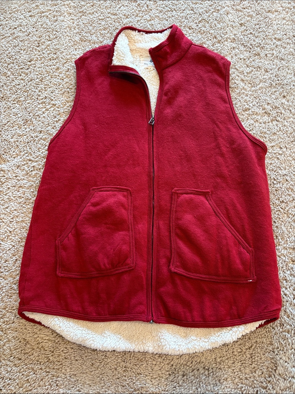 Red Sherpa Lined Sweater Vest